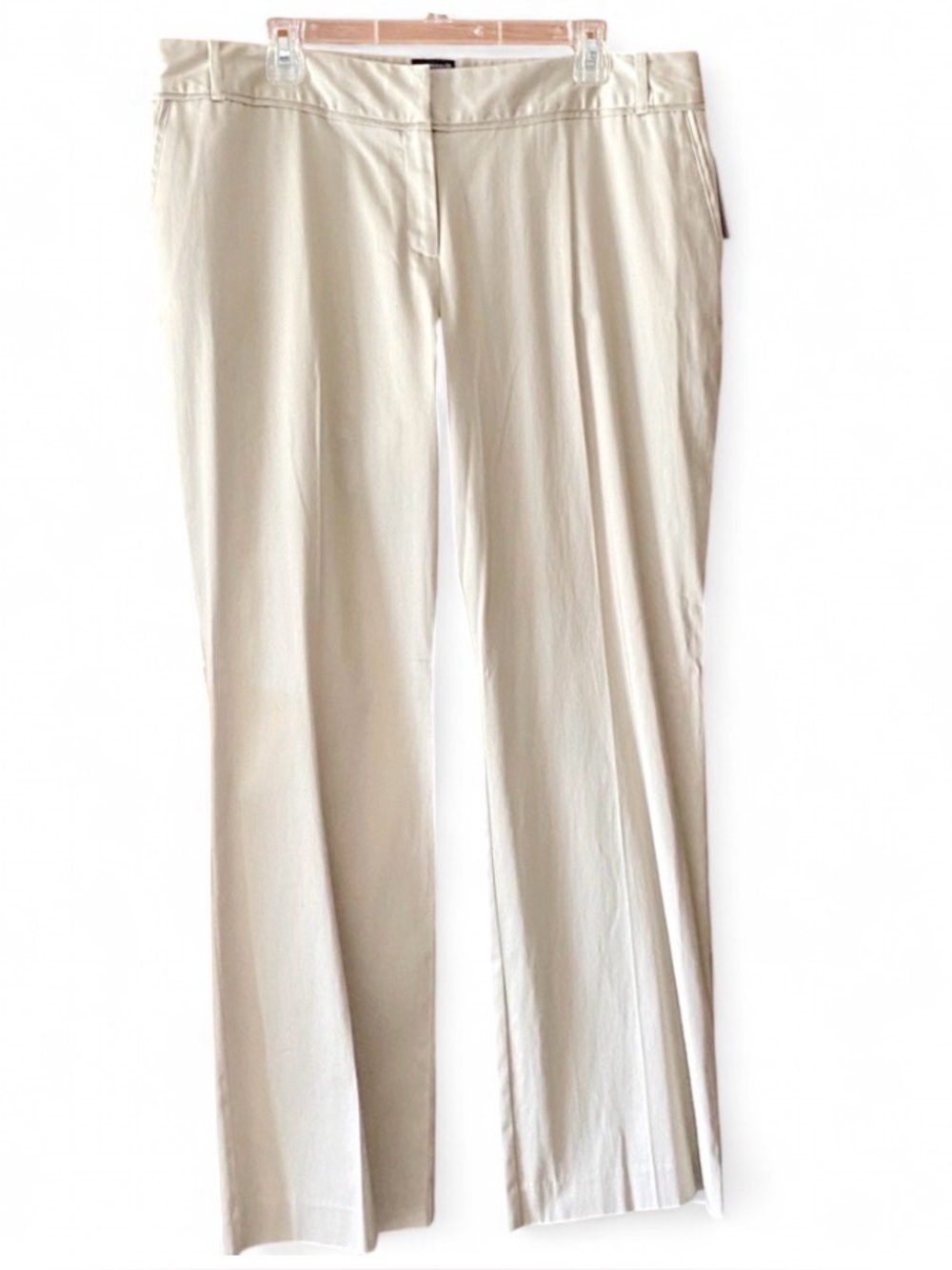 Women Beige Dress Pants Size 16 Straight Leg Stretch Office Work Slacks NWT